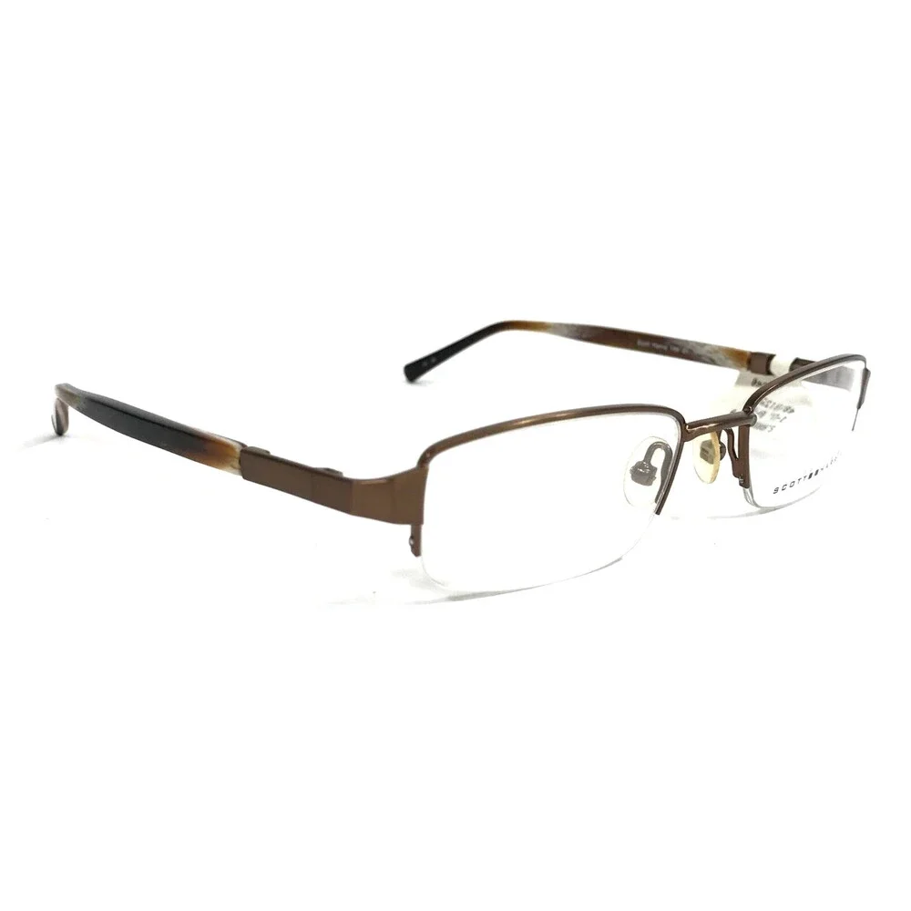 Scott Harris Eyeglasses Frames 149 01 Light Brown Rectangle Half Rim 48-18-135